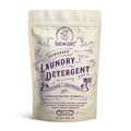 Package of powdered laundry detergent with branding on a white background